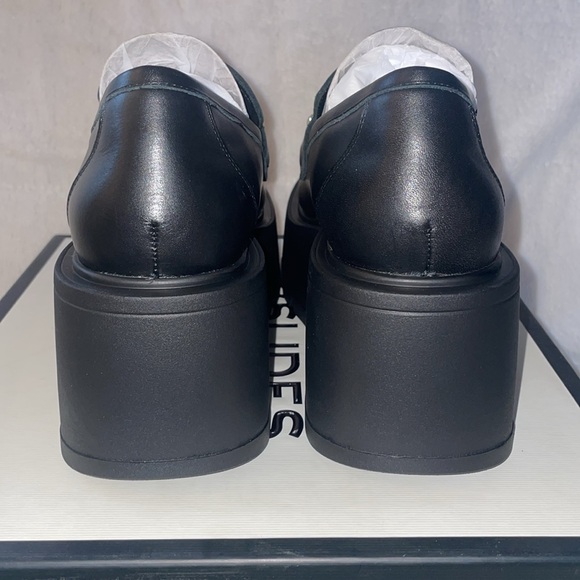 NWT J/SLIDES VICKY Black Leather Platform - Picture 11 of 16